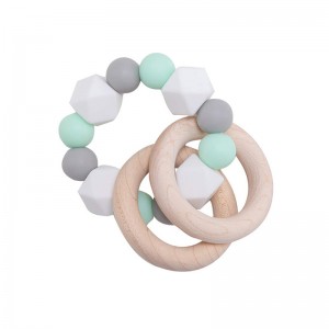 Silicone Baby Teether wood
