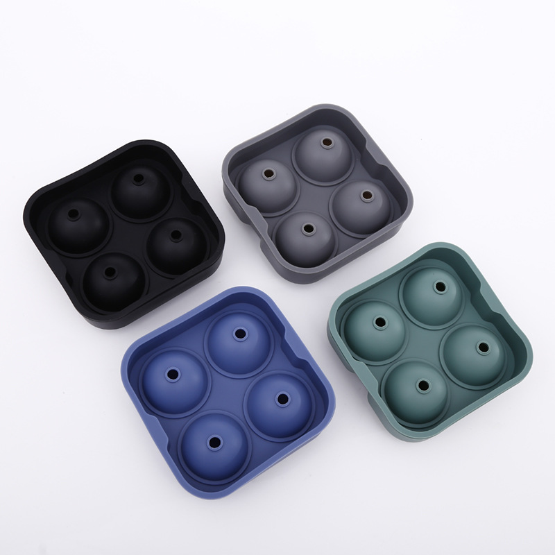 Four Grids Quicksnap Silicone Ice Cube Tray of Spherical Shape